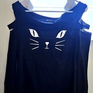 Black Cat Face Long Sleeve Top